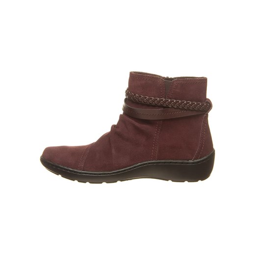 Clarks Skórzane botki w kolorze bordowym ze sklepu Limango Polska w kategorii Botki - zdjęcie 163675997