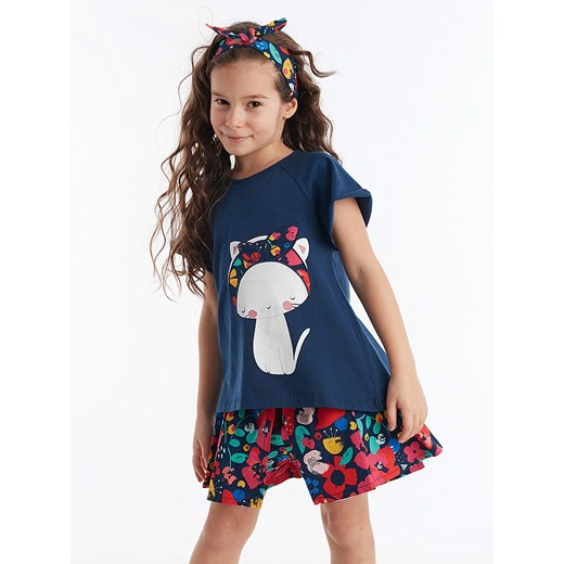Denokids 2-częściowy zestaw &quot;Cat&amp;Flowers&quot; w kolorze granatowym ze wzorem ze sklepu Limango Polska w kategorii Komplety dziewczęce - zdjęcie 163681276