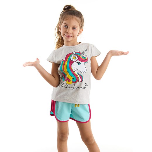 Denokids 2-częściowy zestaw "Uni-Flower" w kolorze szaro-turkusowym Denokids 134 okazja Limango Polska