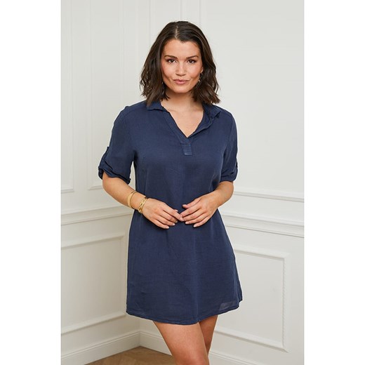 Curvy Lady Lniana sukienka w kolorze granatowym ze sklepu Limango Polska w kategorii Sukienki - zdjęcie 163683737