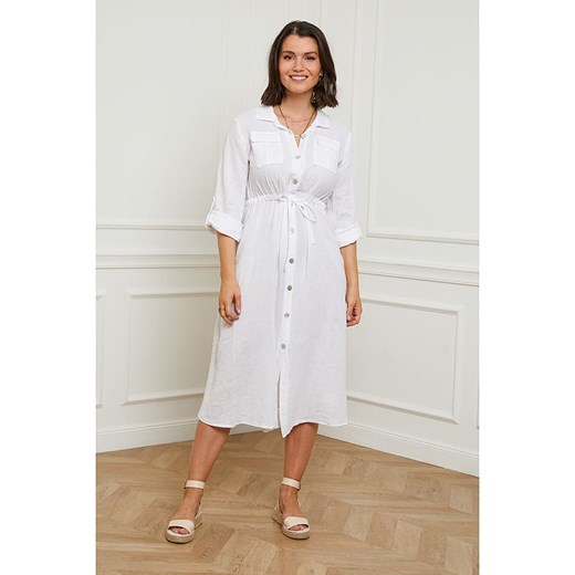Curvy Lady Lniana sukienka w kolorze białym ze sklepu Limango Polska w kategorii Sukienki - zdjęcie 163683787