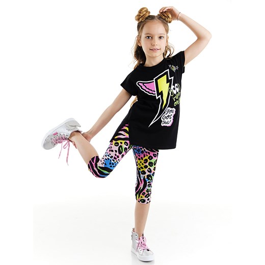 Denokids 2-częściowy zestaw &quot;Good Vibes&quot; w kolorze czarnym ze wzorem ze sklepu Limango Polska w kategorii Komplety dziewczęce - zdjęcie 163731955