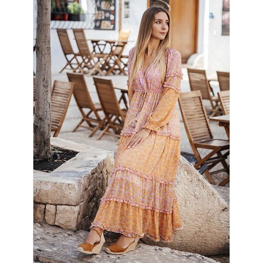 Isla Bonita by SIGRIS Sukienka w kolorze brzoskwiniowym ze wzorem Isla Bonita By Sigris L okazyjna cena Limango Polska