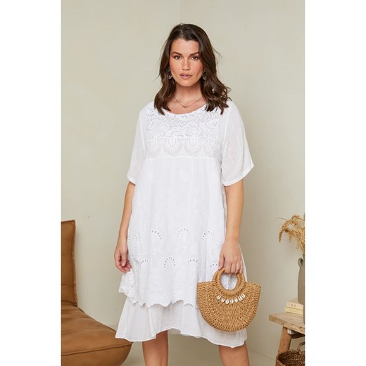 Curvy Lady Lniana sukienka w kolorze białym Curvy Lady 44/46 promocyjna cena Limango Polska