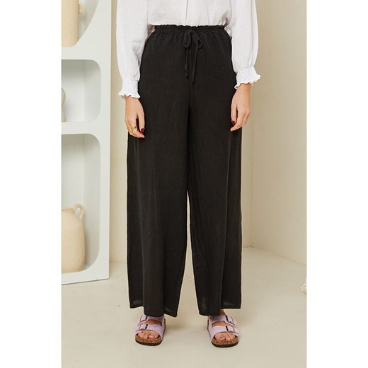 Rodier Lin Lniane spodnie w kolorze czarnym ze sklepu Limango Polska w kategorii Spodnie damskie - zdjęcie 163754297