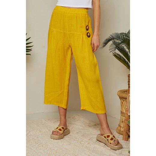 Lin Passion Lniane spodnie w kolorze żółtym ze sklepu Limango Polska w kategorii Spodnie damskie - zdjęcie 163763619