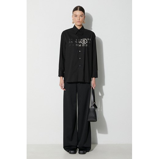 MM6 Maison Margiela koszula bawełniana Long-Sleeved Shirt damska kolor czarny regular z kołnierzykiem klasycznym S62DT0023 ze sklepu PRM w kategorii Koszule damskie - zdjęcie 163820985