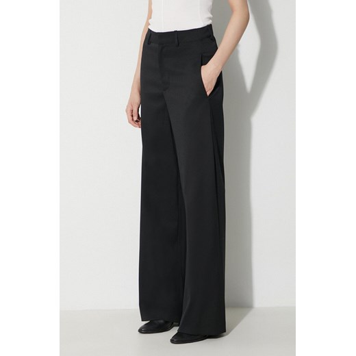 MM6 Maison Margiela spodnie z domieszką wełny kolor czarny proste high waist S62KB0178 ze sklepu PRM w kategorii Spodnie damskie - zdjęcie 163821039