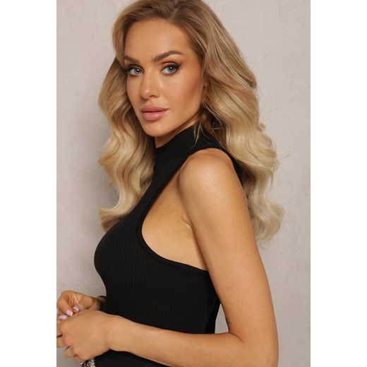 Czarna Bluzka na Jedno Ramię z Frędzlami w Cyrkonie Vuki Renee ONE SIZE Renee odzież okazja