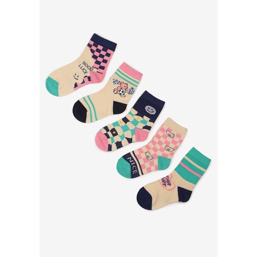 Wielokolorowe 5-pack Skarpety w Kolorowe Wzory z Elastycznej Bawełny Uhavi ze sklepu Born2be Odzież w kategorii Skarpetki dziecięce - zdjęcie 163833546
