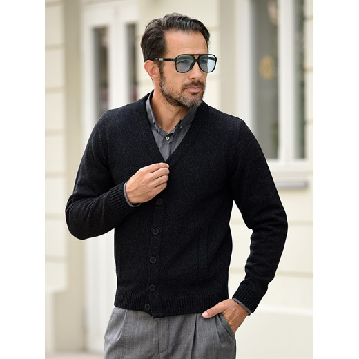 Sweter męski Artur kardigan - czarny melanż - M ze sklepu Swetry Lasota w kategorii Swetry męskie - zdjęcie 163839545