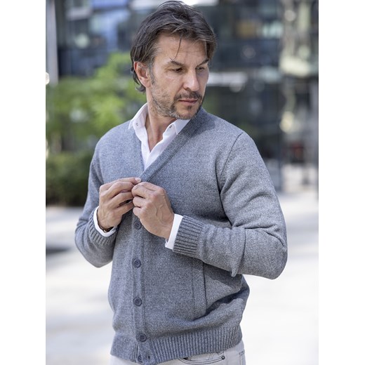 Sweter męski Artur kardigan - popiel - M ze sklepu Swetry Lasota w kategorii Swetry męskie - zdjęcie 163839546