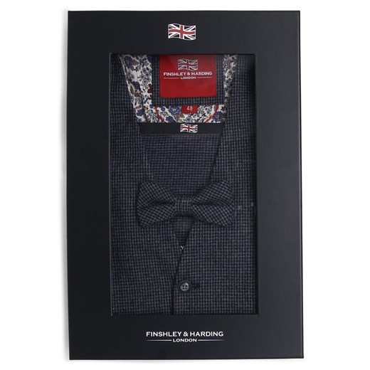 Finshley & Harding London Męska kamizelka z muszką i poszetką Mężczyźni granatowy w kratkę ze sklepu vangraaf w kategorii Kamizelki męskie - zdjęcie 163840108