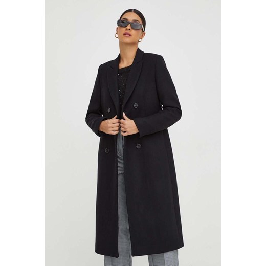 Ivy Oak płaszcz wełniany kolor czarny przejściowy dwurzędowy Ivy Oak 34 ANSWEAR.com