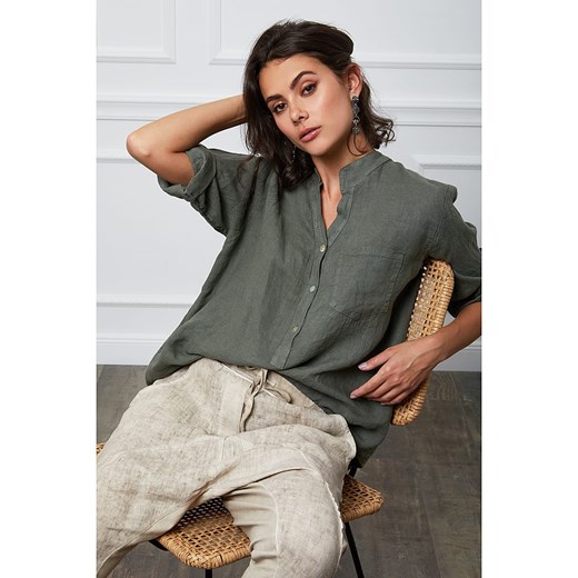 Fleur de Lin Lniana bluzka &quot;Helly&quot; w kolorze khaki ze sklepu Limango Polska w kategorii Bluzki damskie - zdjęcie 163854669