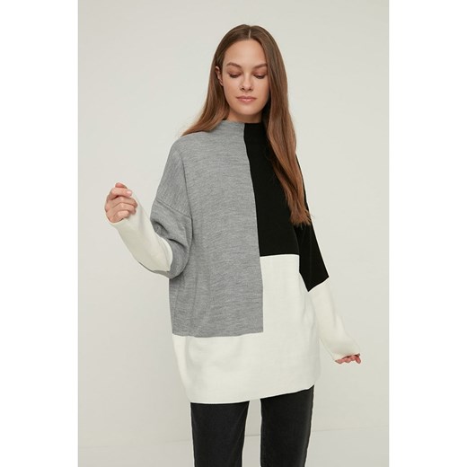 trendyol Sweter w kolorze szaro-czarno-białym ze sklepu Limango Polska w kategorii Swetry damskie - zdjęcie 163856258