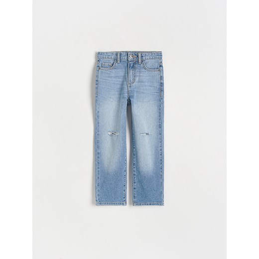 Reserved - Jeansy straight z rozcięciami - niebieski ze sklepu Reserved w kategorii Spodnie dziewczęce - zdjęcie 163872077