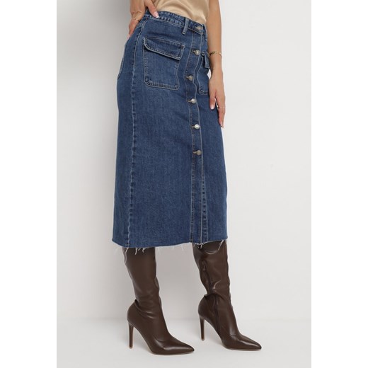Niebieska Jeansowa Spódnica Midi Dissame ze sklepu Born2be Odzież w kategorii Spódnice - zdjęcie 163885525