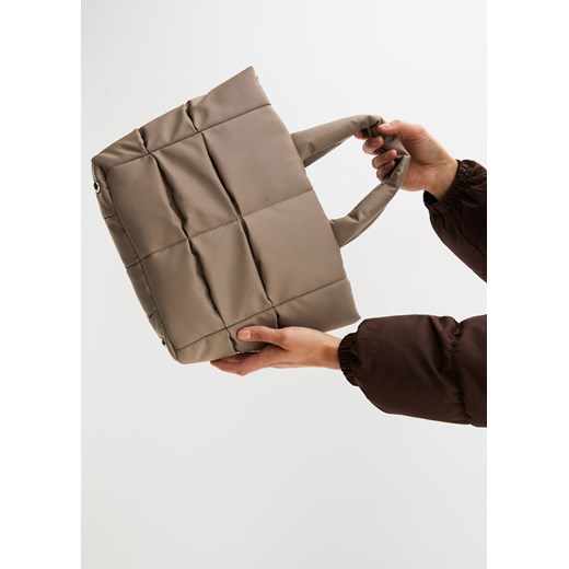 Shopper bag Bonprix pikowana mieszcząca a5 na ramię