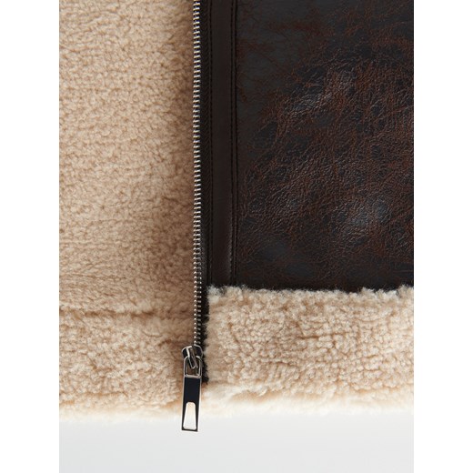 Kurtka damska Reserved długa brązowa na jesień poliestrowa 