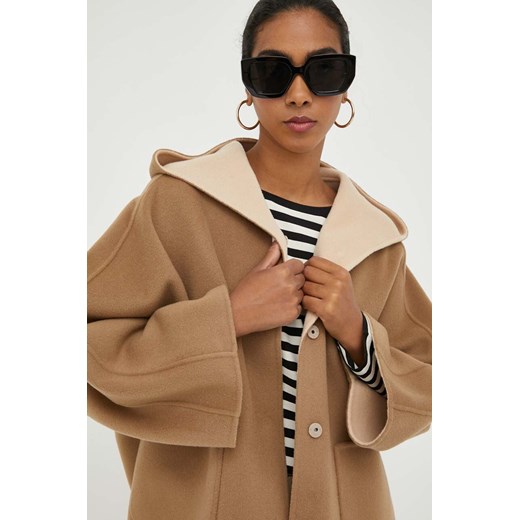 Weekend Max Mara kurtka wełniana dwustronna kolor brązowy przejściowa oversize 40 ANSWEAR.com