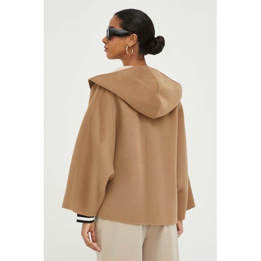 Weekend Max Mara kurtka wełniana dwustronna kolor brązowy przejściowa oversize 38 ANSWEAR.com