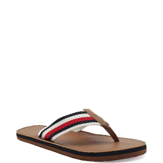 Tommy Hilfiger Japonki HILFIGER LEATHER BEACH SANDAL | z dodatkiem skóry Tommy Hilfiger 46 wyprzedaż Gomez Fashion Store