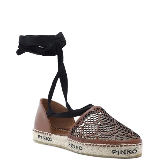 Espadryle damskie Pinko brązowe z klamrą letnie casual