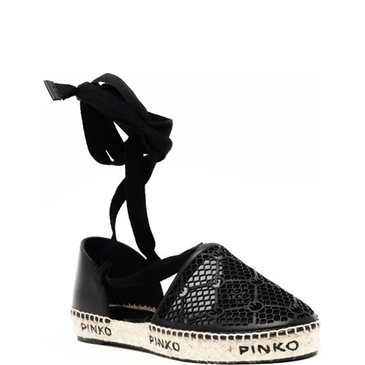 Espadryle damskie czarne Pinko letnie na koturnie casual