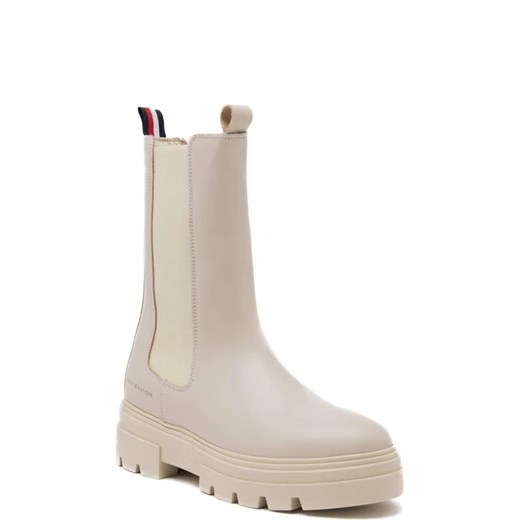 Workery damskie beżowe Tommy Hilfiger skórzane casual