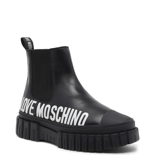 Botki Love Moschino w nadruki na platformie bez zapięcia