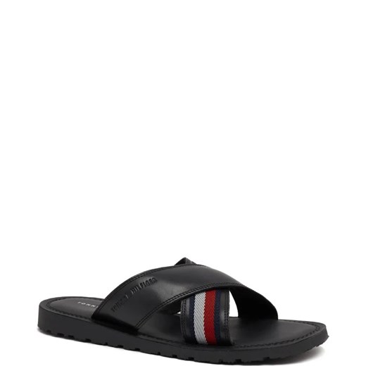 Tommy Hilfiger Skórzane klapki HILFIGER CRISS CROSS SANDAL Tommy Hilfiger 44 okazyjna cena Gomez Fashion Store