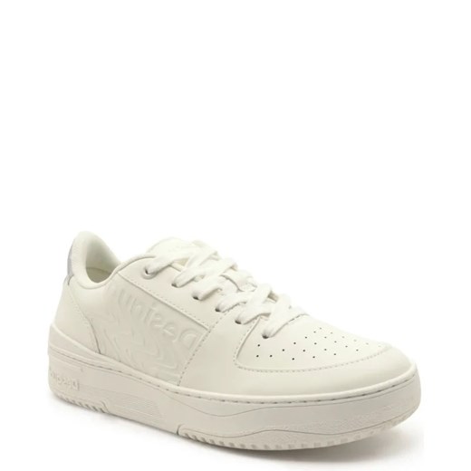 Buty sportowe damskie Desigual sneakersy beżowe sznurowane z tkaniny