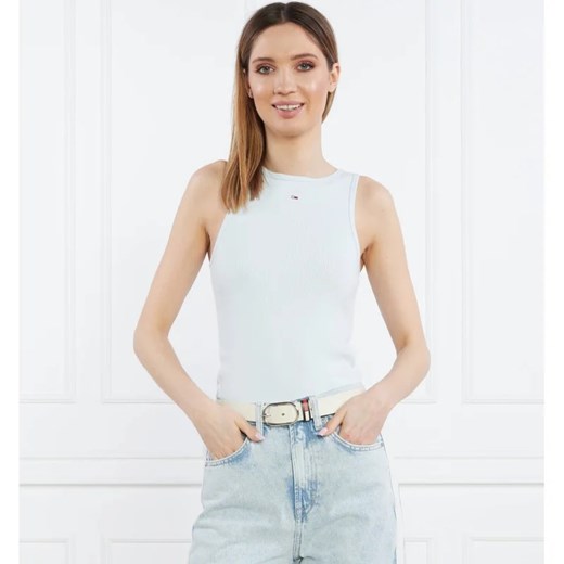 Bluzka damska Tommy Jeans na lato z okrągłym dekoltem