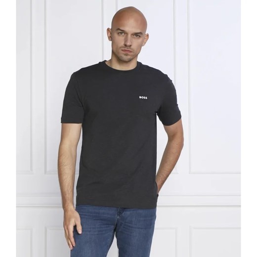 T-shirt męski BOSS HUGO czarny casual z elastanu