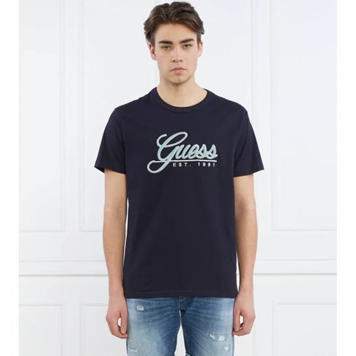 T-shirt męski Guess z bawełny z krótkimi rękawami z napisem