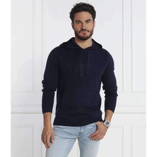 GUESS Bluza ALVIN LS HOODIE LOGO SWTR | Regular Fit | z dodatkiem jedwabiu Guess XXL wyprzedaż Gomez Fashion Store