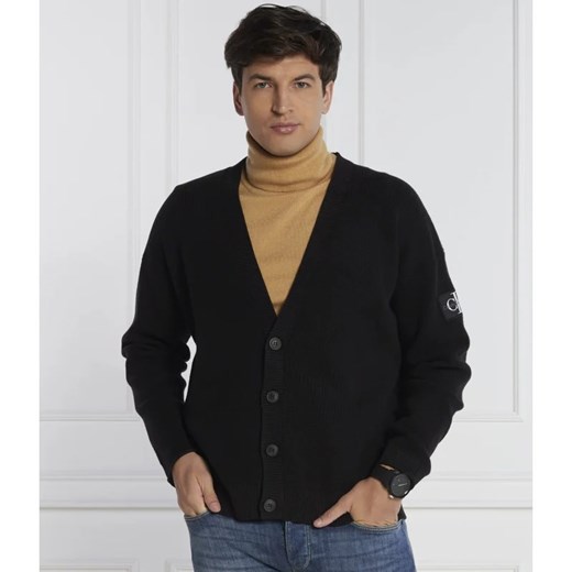 Czarny sweter męski Calvin Klein z poliamidu zimowy 