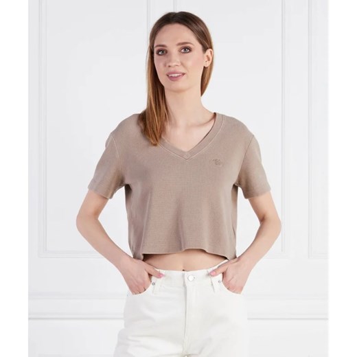 CALVIN KLEIN JEANS T-shirt WAFFLE | Cropped Fit ze sklepu Gomez Fashion Store w kategorii Bluzki damskie - zdjęcie 163960397