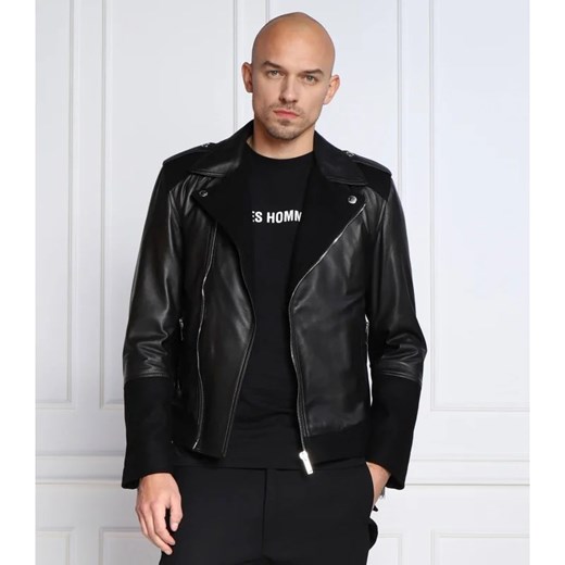 Les Hommes Skórzana kurtka | Regular Fit | z dodatkiem wełny Les Hommes 52 okazja Gomez Fashion Store
