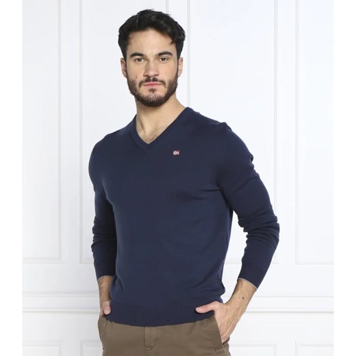 Sweter męski Napapijri granatowy w serek 