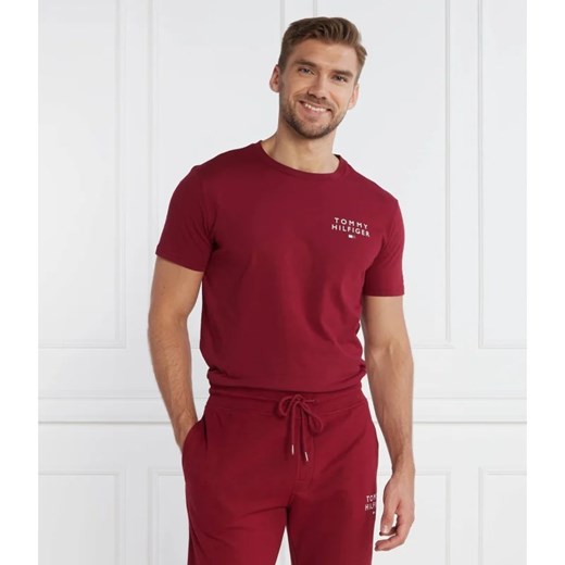 Czerwony t-shirt męski Tommy Hilfiger z krótkim rękawem casualowy