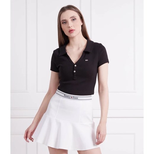 Bluzka damska Tommy Jeans z elastanu z kołnierzykiem