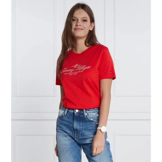 Tommy Hilfiger T-shirt REG HILFIGER SCRIPT C-NK SS | Regular Fit ze sklepu Gomez Fashion Store w kategorii Bluzki damskie - zdjęcie 163965956