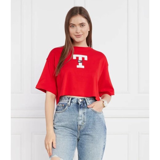 Tommy Jeans T-shirt TJW OVR CRP LETTERMAN FLAG TEE | Cropped Fit ze sklepu Gomez Fashion Store w kategorii Bluzki damskie - zdjęcie 163966376
