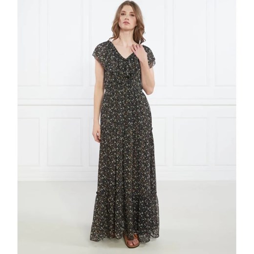 Sukienka Pepe Jeans z krótkim rękawem maxi z dekoltem w literę v