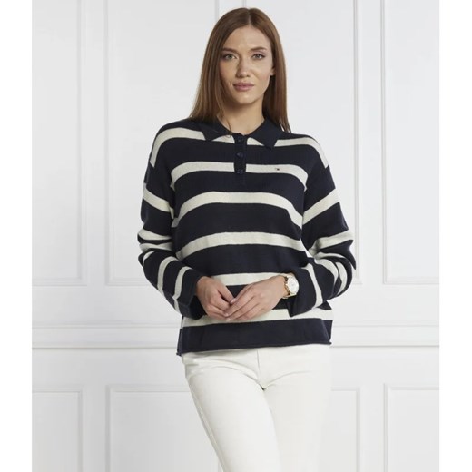 Tommy Hilfiger Wełniany sweter SOFT WOOL POLO-NK SWEATER | Regular Fit Tommy Hilfiger S Gomez Fashion Store