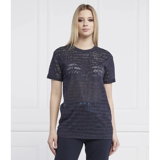 Bluzka damska Armani Exchange z krótkim rękawem z napisami z bawełny