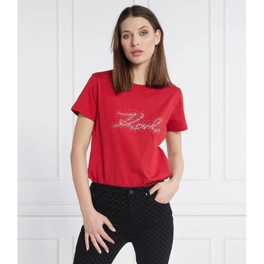 Karl Lagerfeld T-shirt rhinestone | Slim Fit ze sklepu Gomez Fashion Store w kategorii Bluzki damskie - zdjęcie 163968386