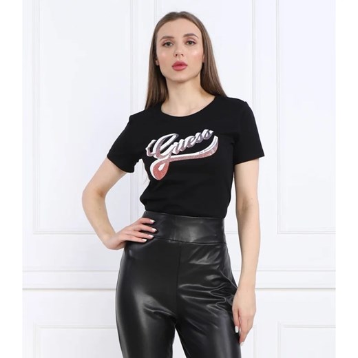 Bluzka damska Guess z krótkim rękawem z okrągłym dekoltem